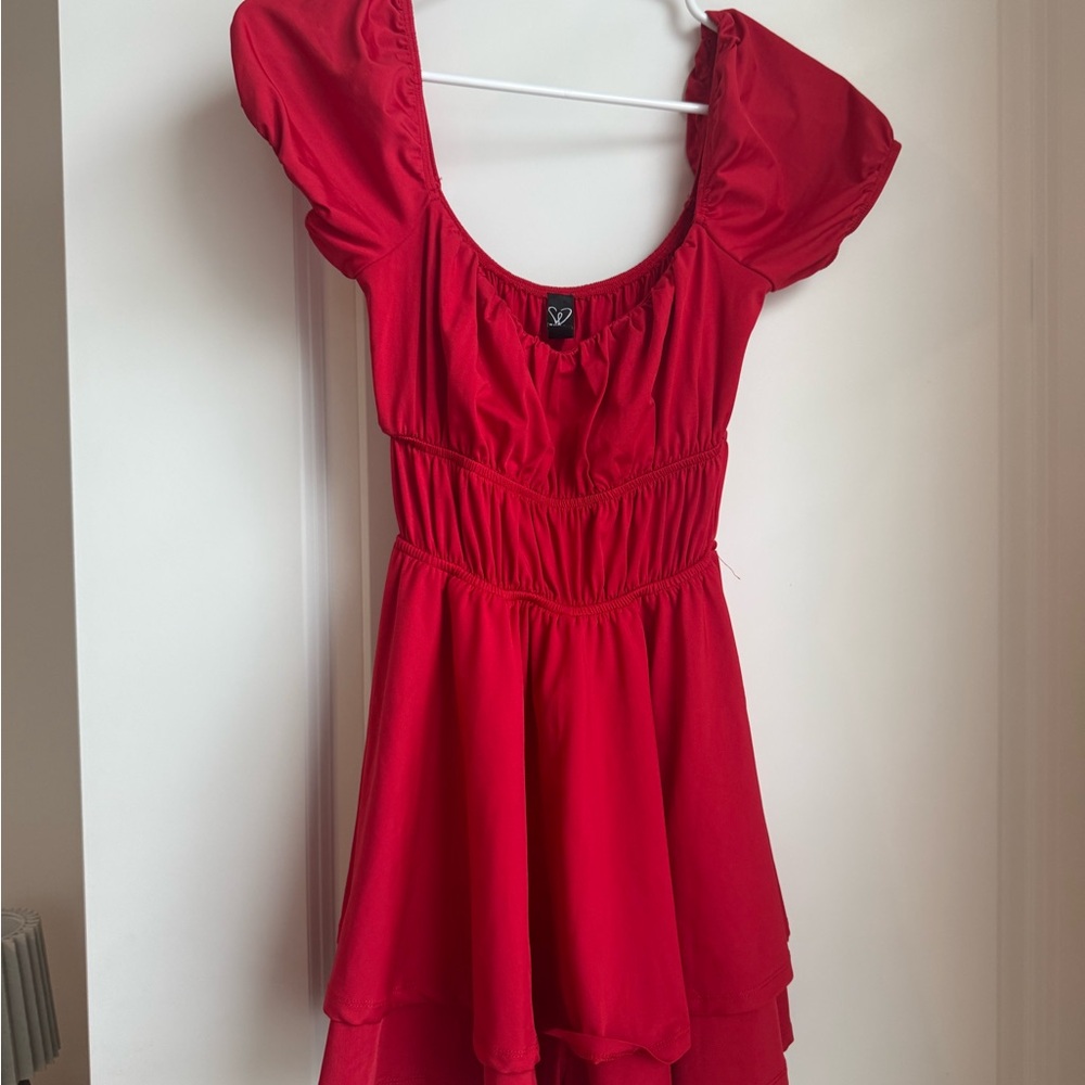 Windsor Red Off the Shoulder Romper